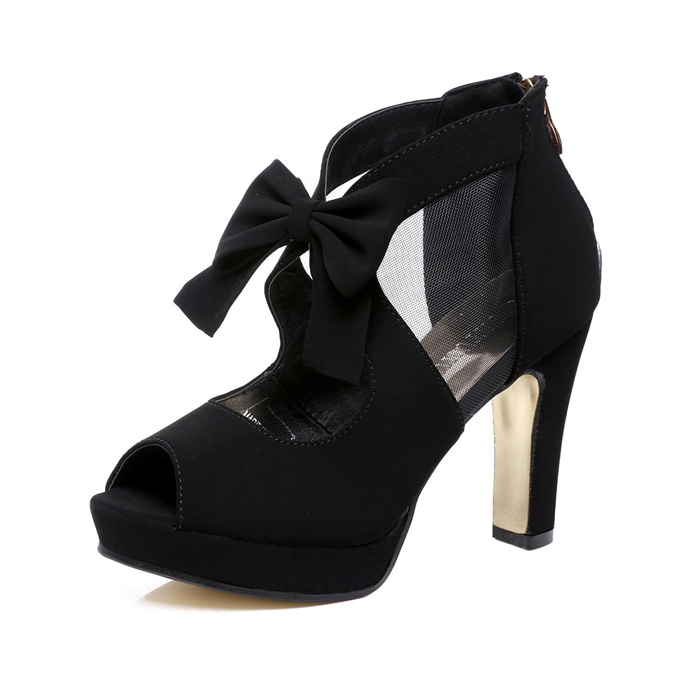 Open Toe Platform High Heel Shoes Bows Strappy Sandals