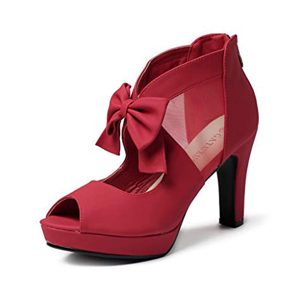 Open Toe Platform High Heel Shoes Bows Strappy Sandals