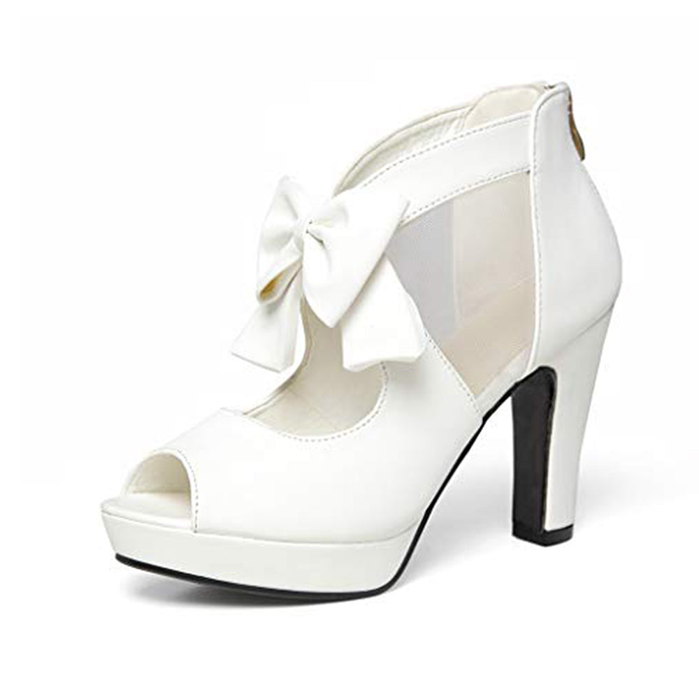 Open Toe Platform High Heel Shoes Bows Strappy Sandals