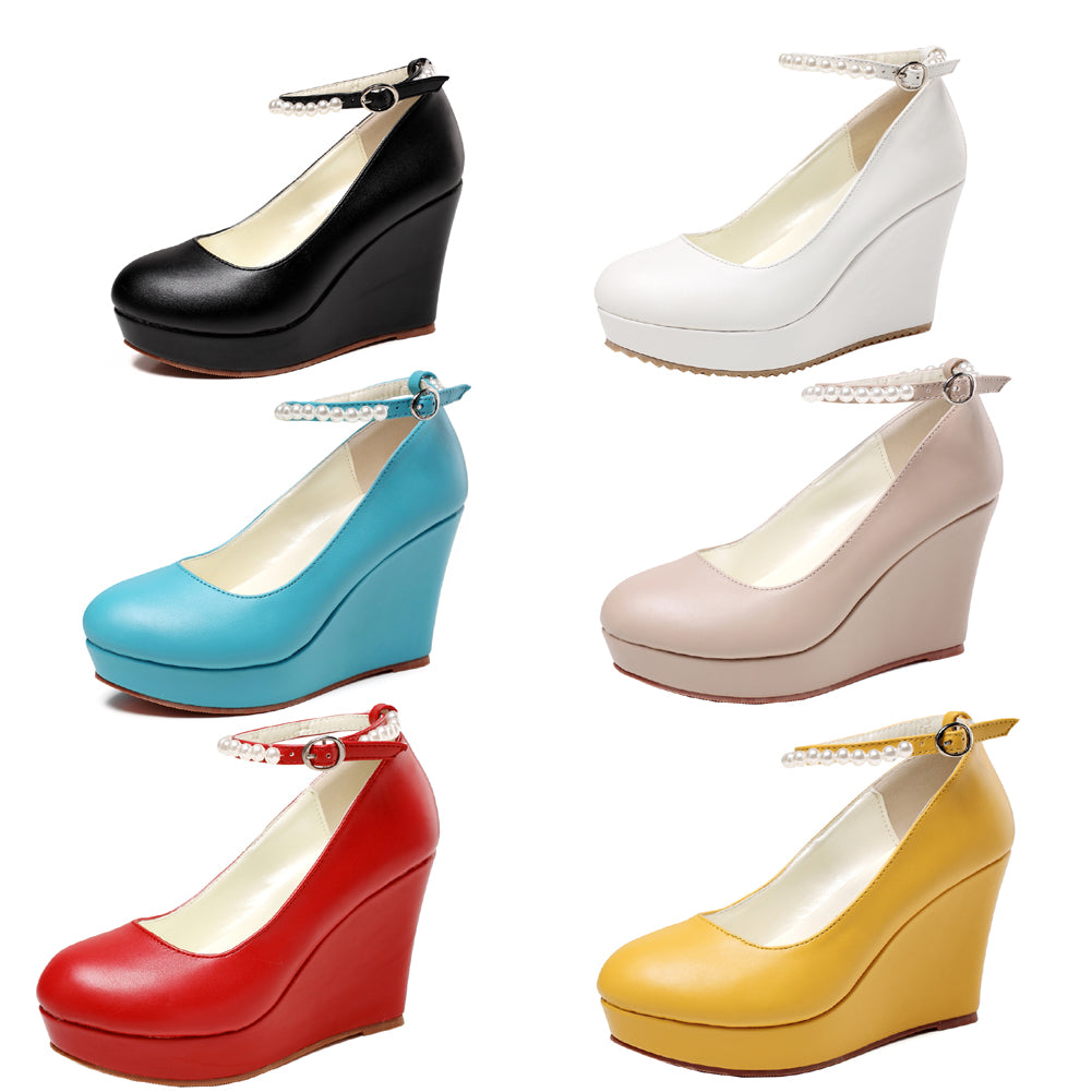 Women's Wedge Pearl Dress High Heels