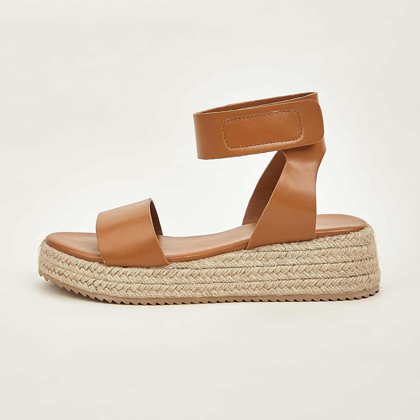 Women's Open Toe Espadrilles Platform Wedge Sandals Ankle Strap Low Heels Hemp Rope Beach Shoes