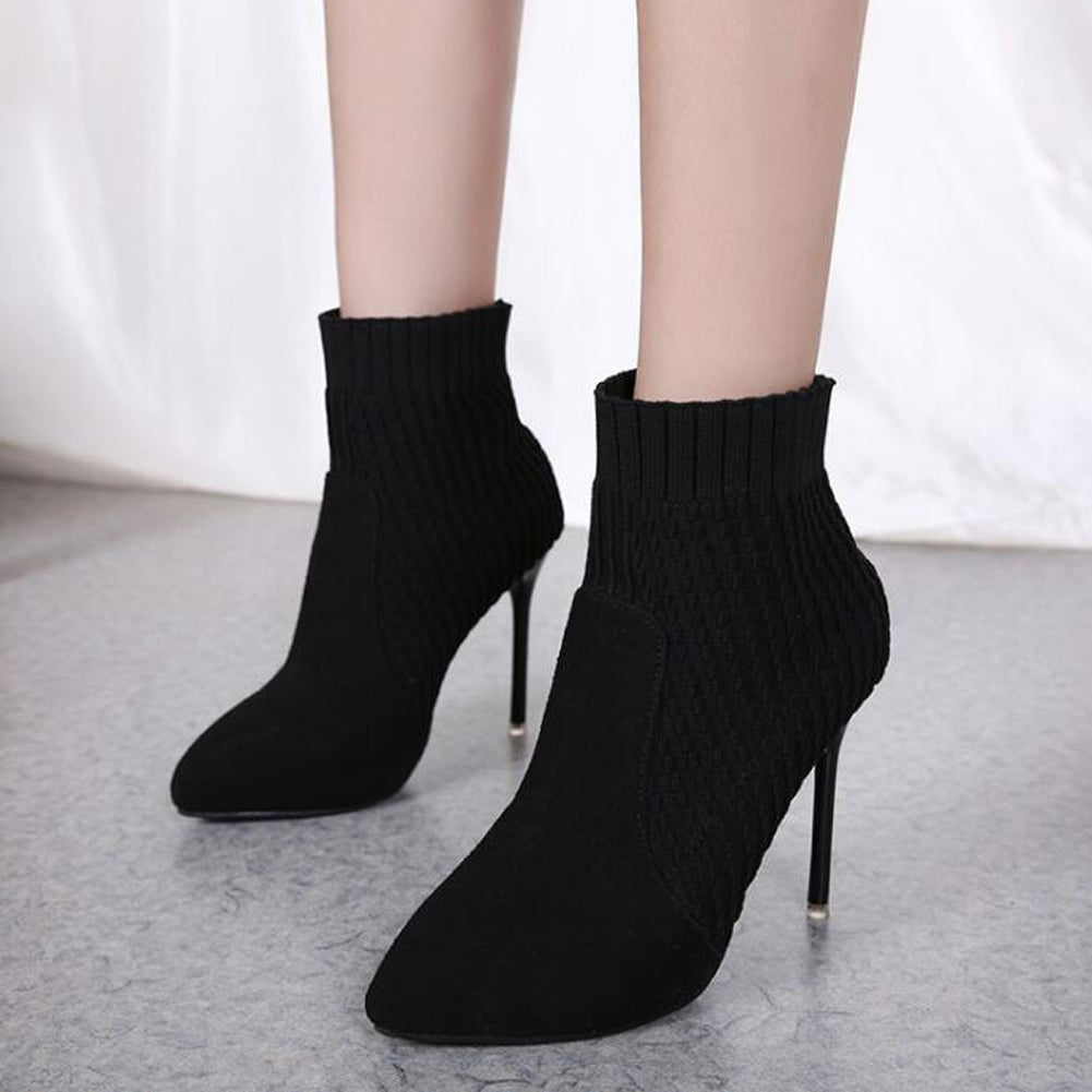 Stretch Knitted Sock Ankle Boots