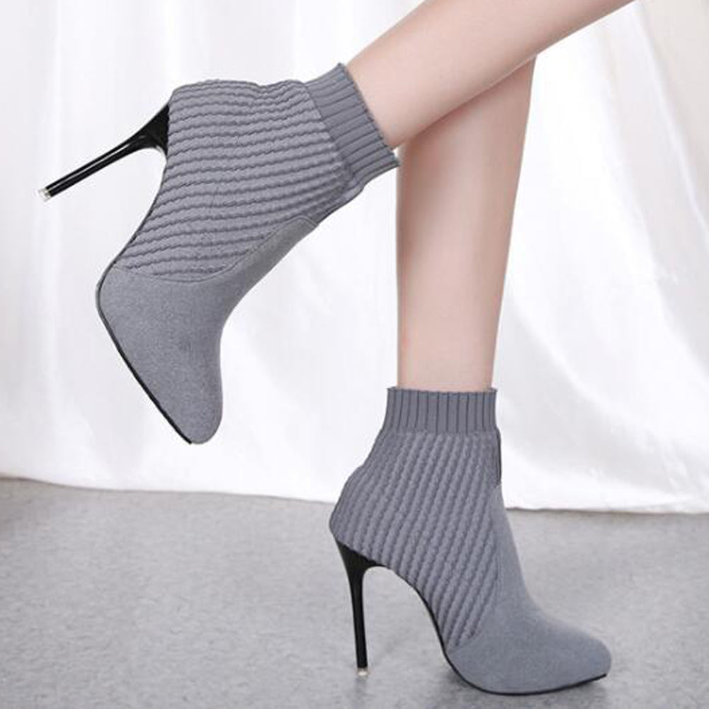 Stretch Knitted Sock Ankle Boots