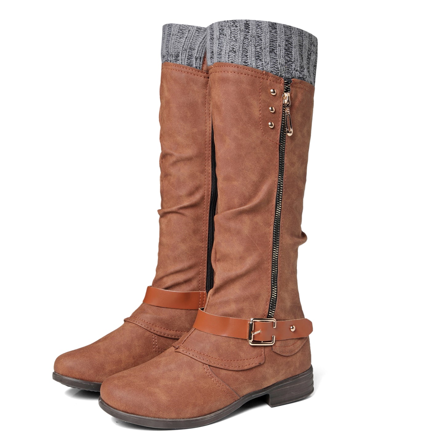 Women's Flat Low Heel Winter Knee Boots Shoes