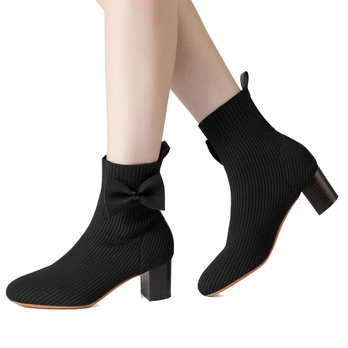 Knitting Glove Ankle Boots With Bowknot