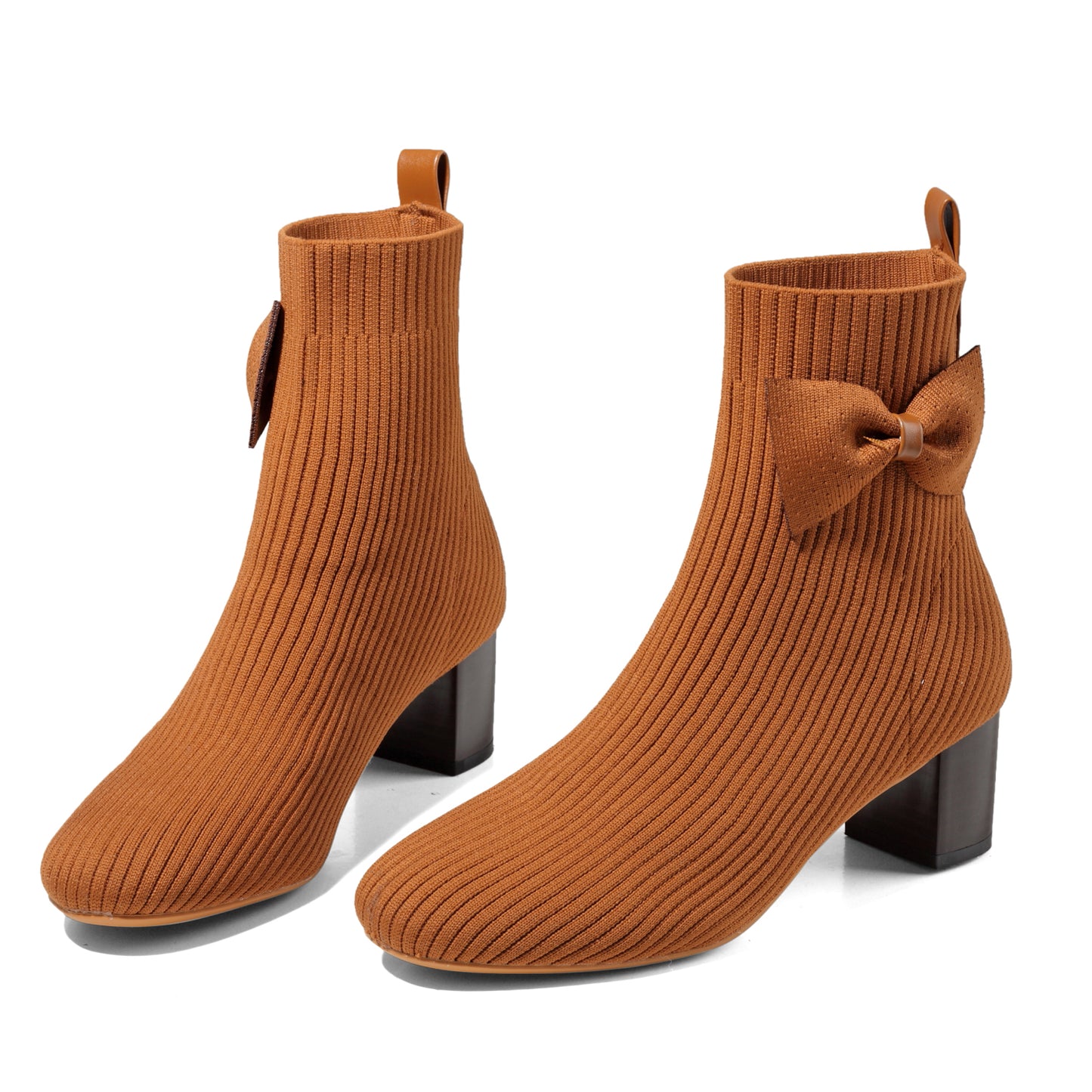 Knitting Glove Ankle Boots With Bowknot