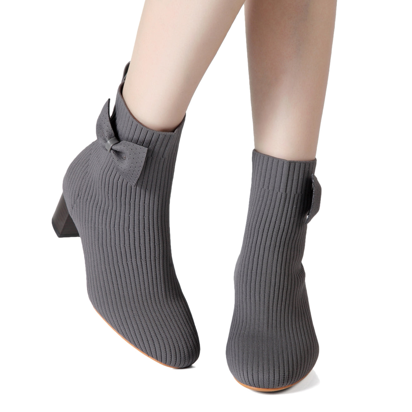 Knitting Glove Ankle Boots With Bowknot