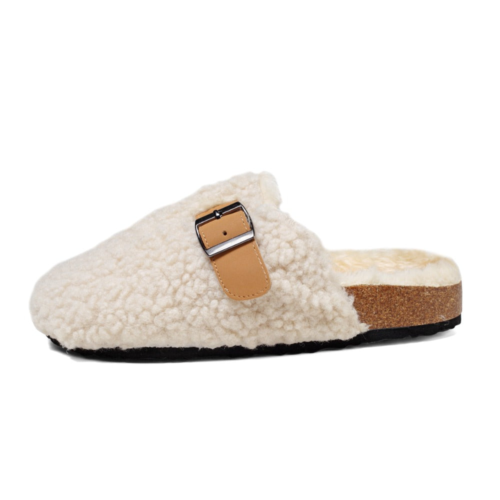 Women's Plush Warm House Slippers Memory Foam Cork Clogs