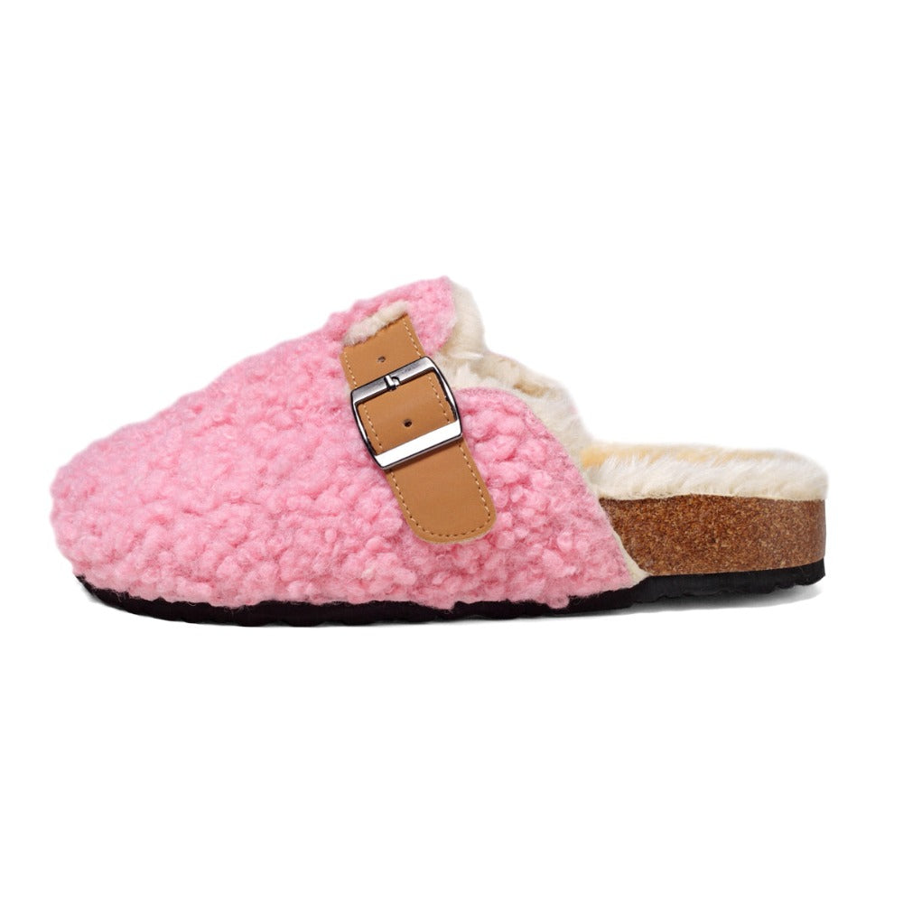 Women's Plush Warm House Slippers Memory Foam Cork Clogs