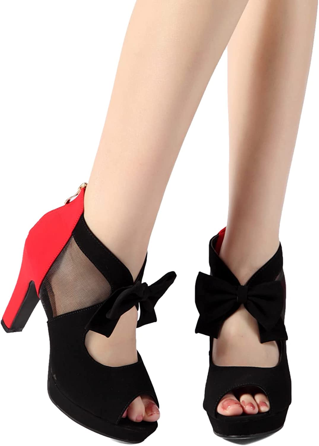 Open Toe Platform High Heel Shoes Bows Strappy Sandals