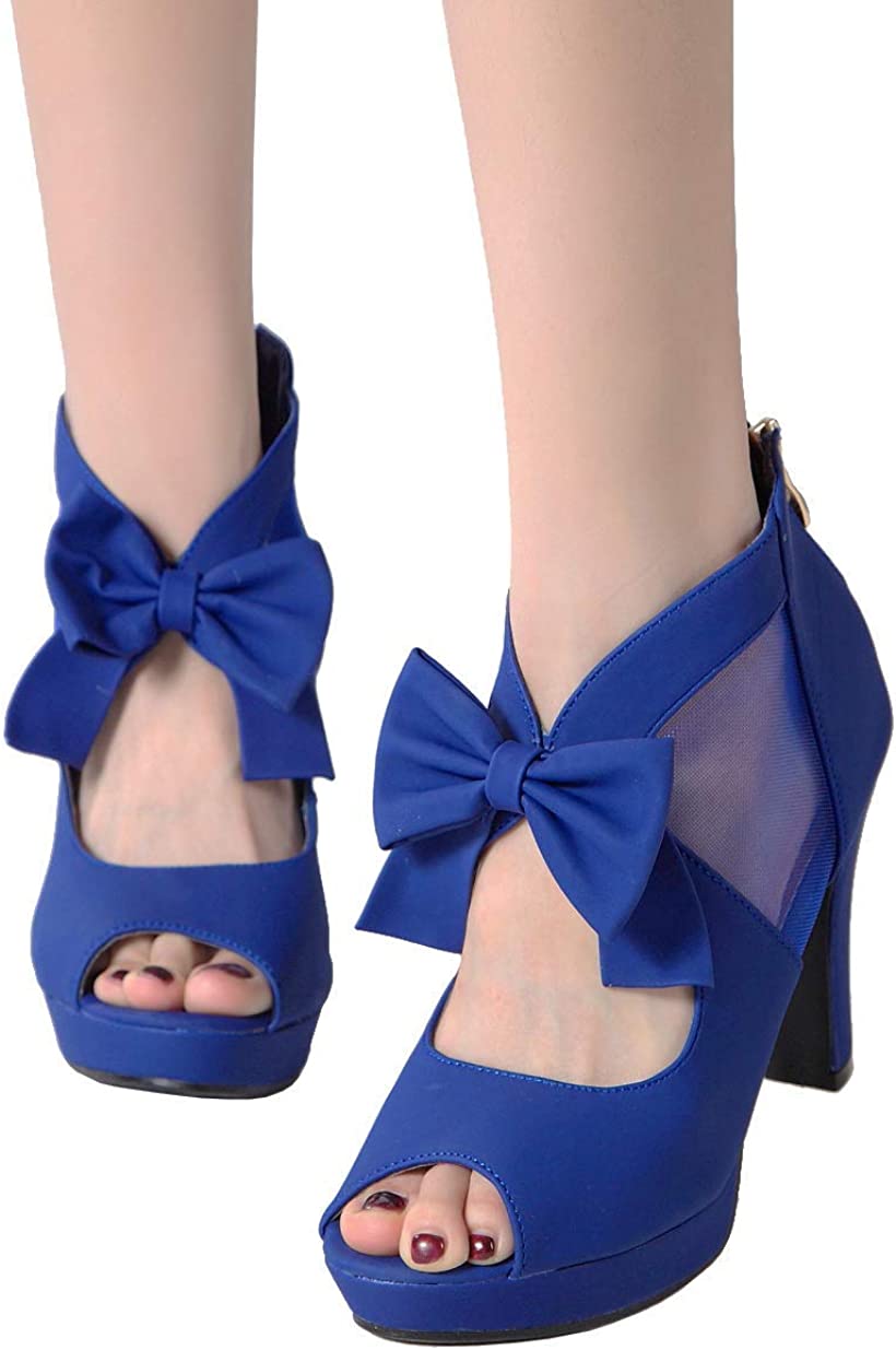 Open Toe Platform High Heel Shoes Bows Strappy Sandals