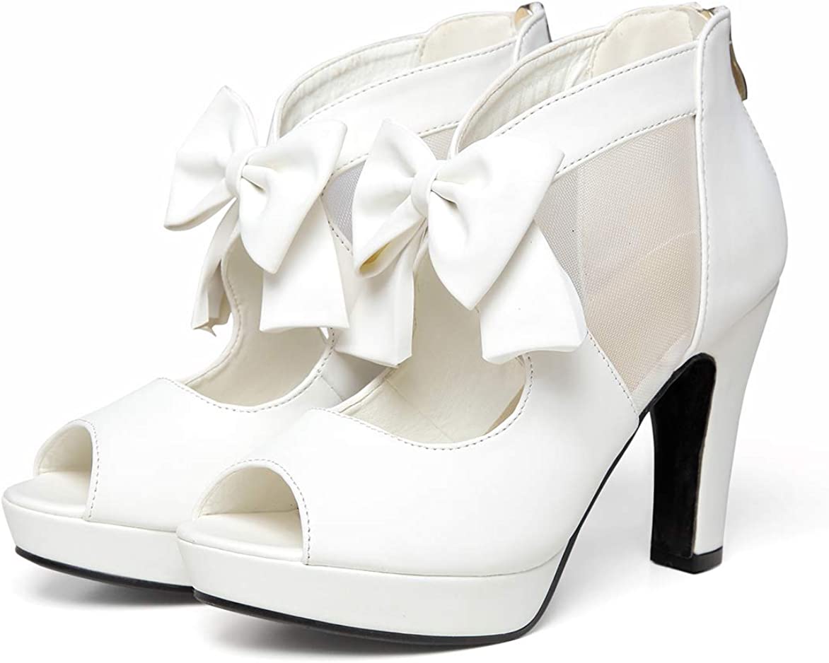 Open Toe Platform High Heel Shoes Bows Strappy Sandals