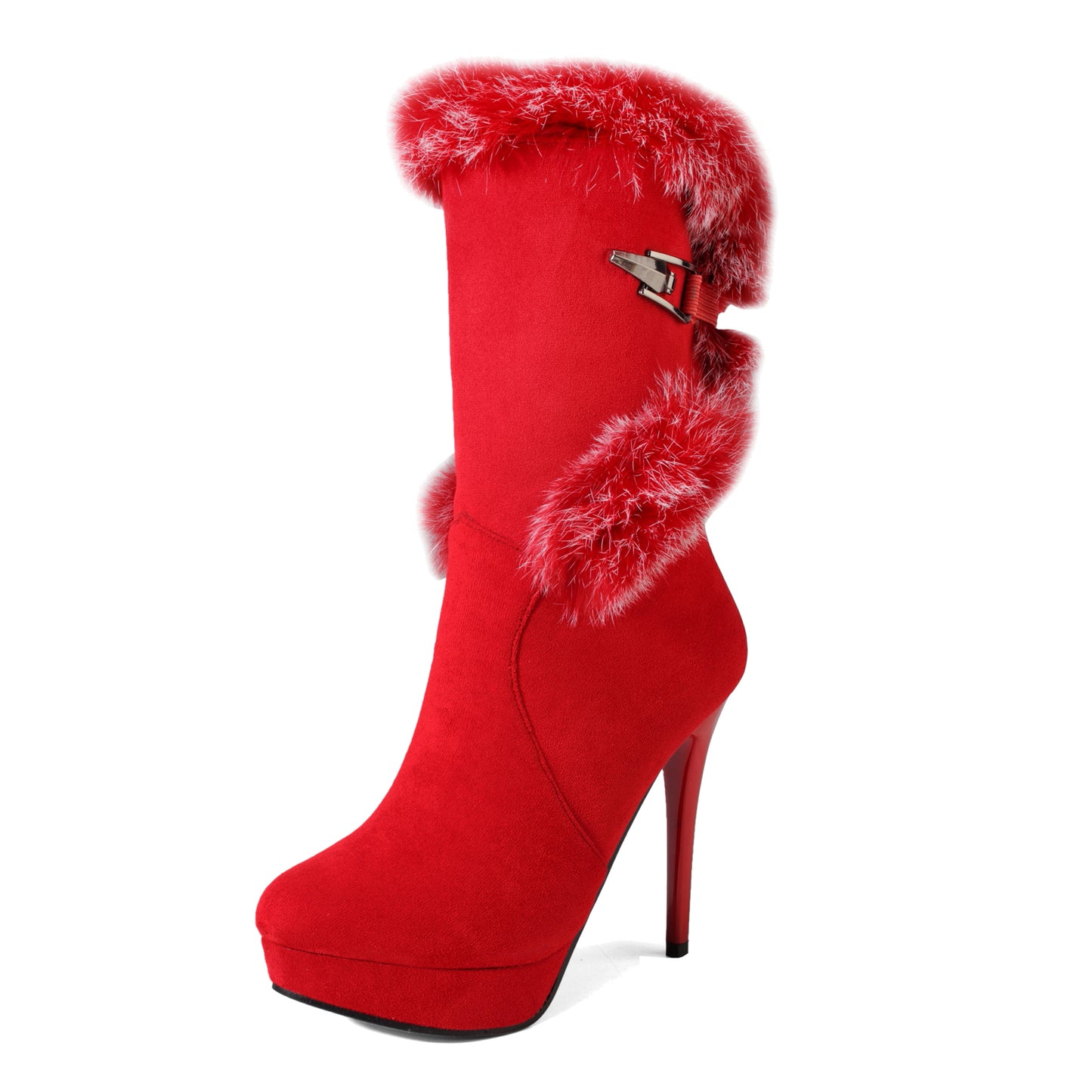 Women's High Heel Mid-Calf Snow Boots