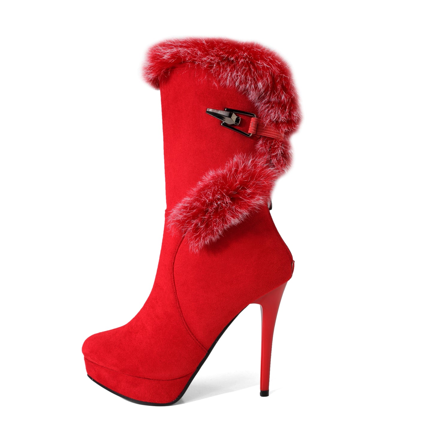 Women's High Heel Mid-Calf Snow Boots