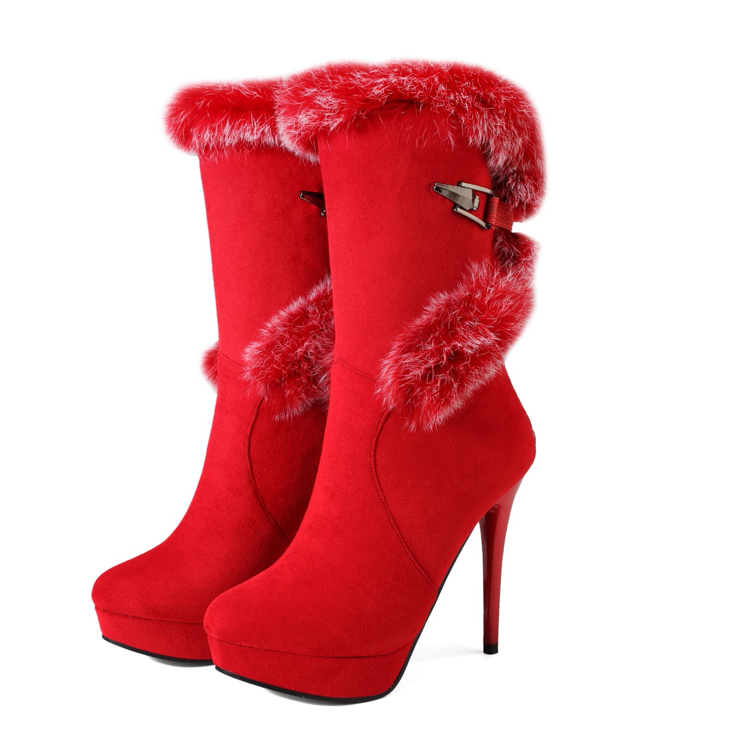 Women's High Heel Mid-Calf Snow Boots